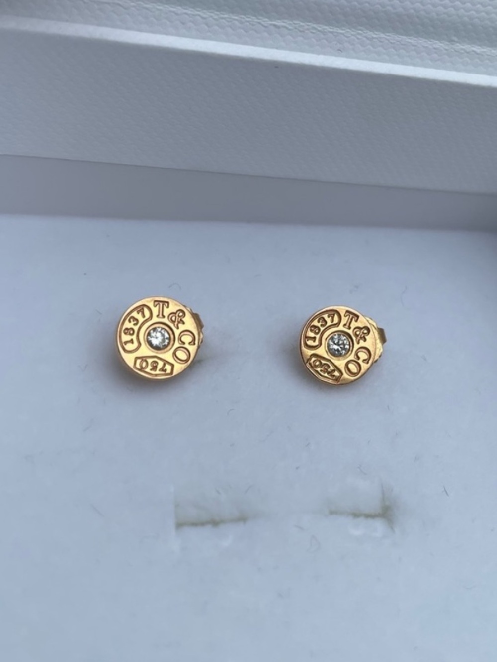 Tiffany & co diamond rose gold 1837 circle stud earrings - Picture 3 of 8